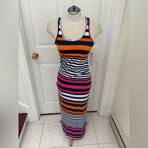 NWT Magazine Vibrant Striped Maxi Dress ladies medium